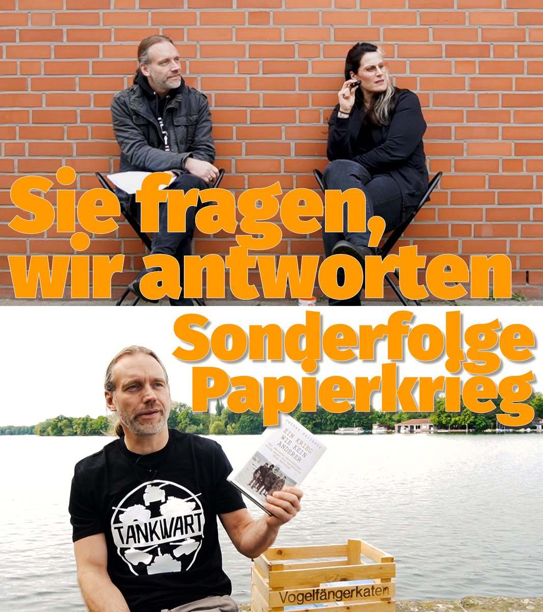 DasPanzermuseum's tweet image. DOPPELPREMIERE! Zum langen Wochenende hauen wir gleich zwei Videos raus: Um 17 Uhr kommt eine Sonderfolge Papierkrieg und um 18 Uhr beantworten Engau und Raths Fragen aus der Community! Wie immer mit Livechat!