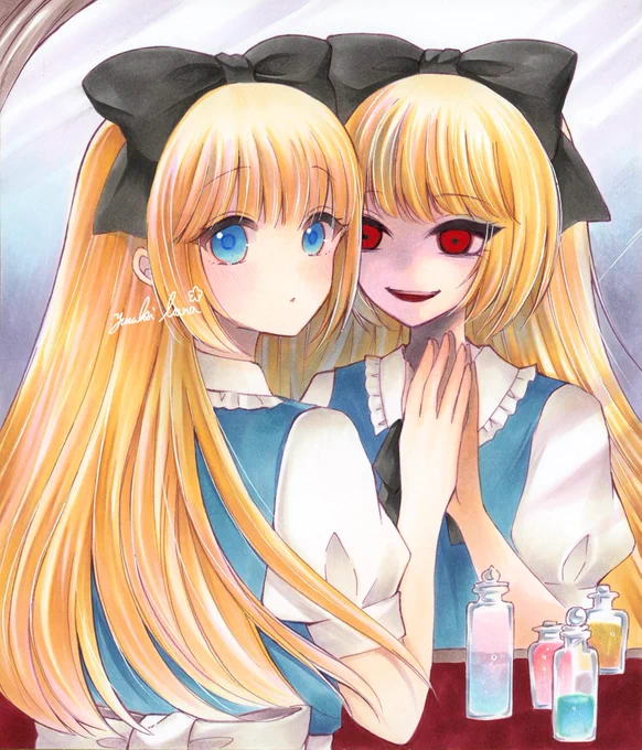 2人のアリス #アナログイラスト #コピック