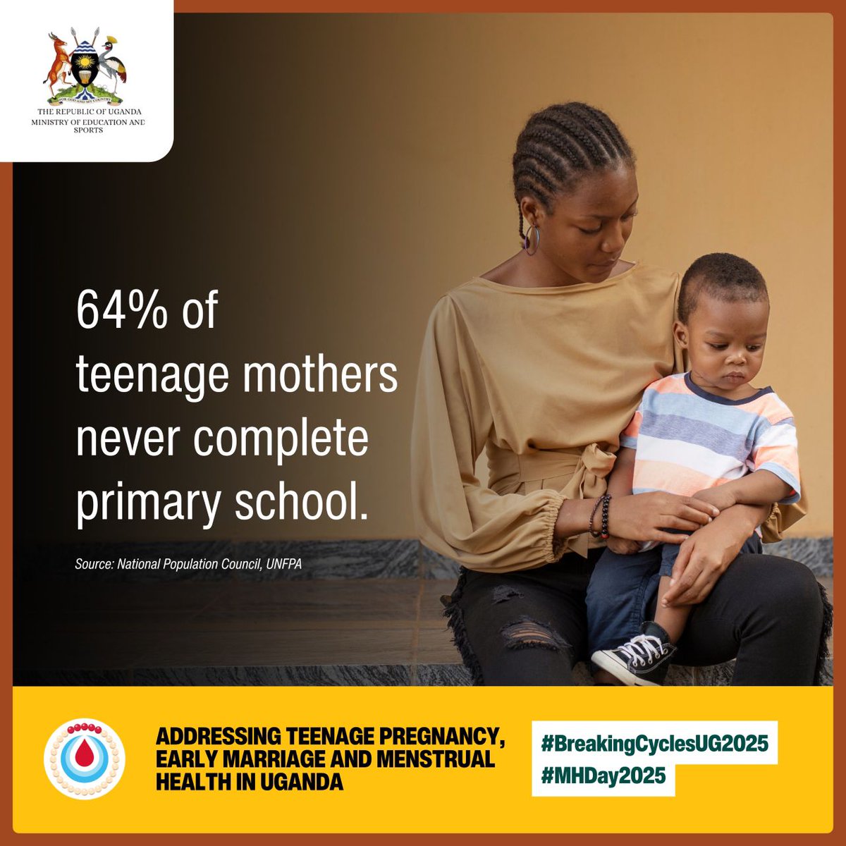 #BreakingCyclesUG2025
Did you know? Poor menstrual hygiene education contributes to early sexual activity and teenage pregnancy among Ugandan girls.

🩸 When girls don't understand their bodies, they become more vulnerable to exploitation. Invest in menstrual health education