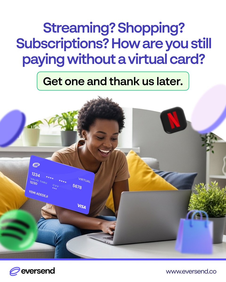 eversendapp's tweet photo. Netflix, Amazon, AliExpress, Spotify, Meta Ads, Udemy, Appleβ¦π
Which one are you paying for today ?π
Do it with an Eversend virtual card and skip the stress π.
#CardFlex #DigitalLife #VibeAndSwipe https://t.co/6cWvxijpGf