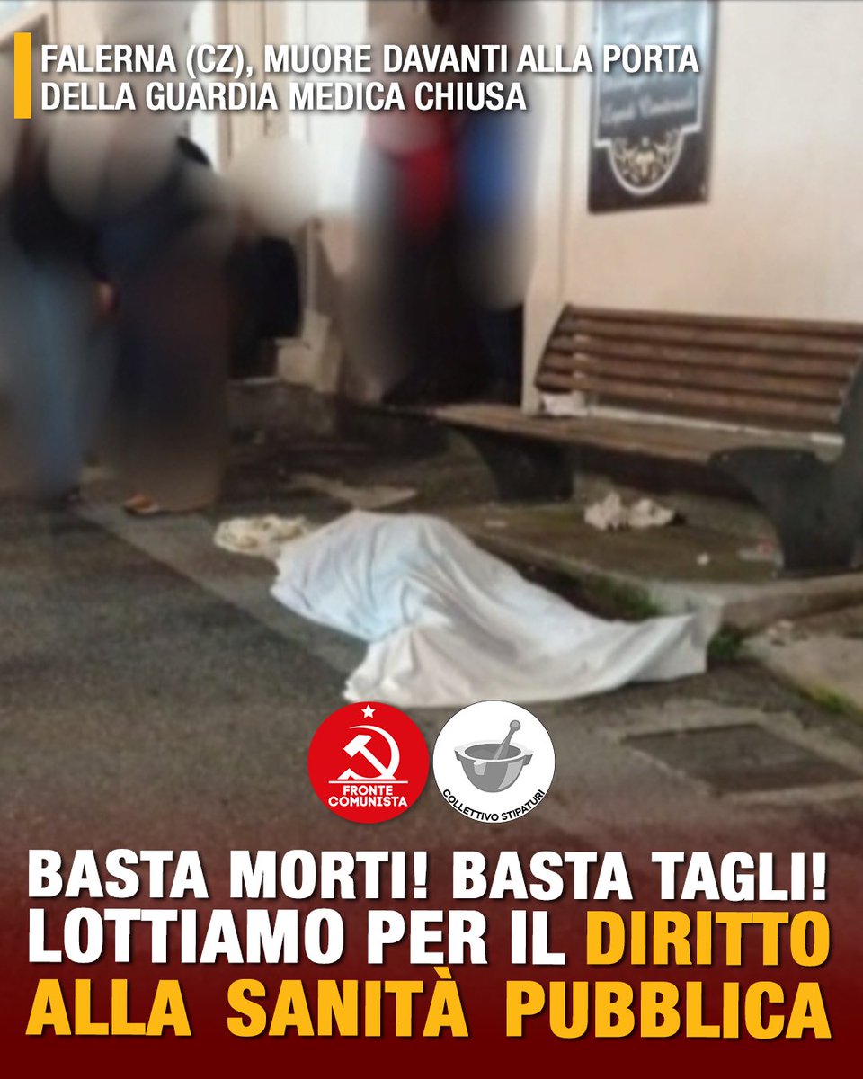 Stipaturi's tweet image. A #Falerna un uomo è morto davanti alla porta chiusa della guardia medica presso cui si era recato accusando un malore. Non è un caso isolato, ma la fotografia cruda, impietosa, disturbante delle condizioni della #sanità calabrese

Leggi: instagram.com/p/DKMISQuMcq1/
#28maggio #salute