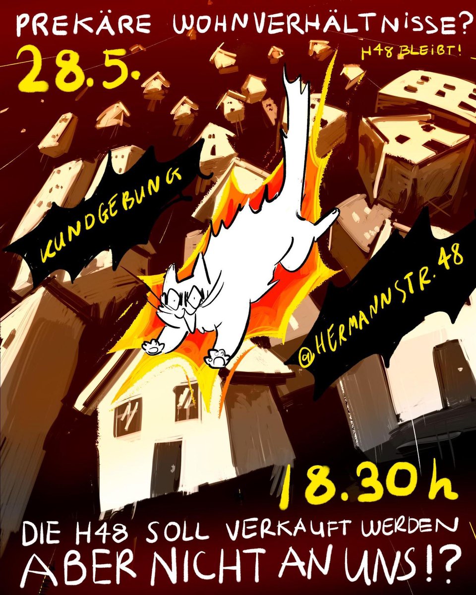 Kundgebung HEUTE ABEND vor der H48!

Die H48 soll wieder verkauft werden, aber nicht an die Bewohner:innen?!

Unsere Forderungen: 
Keine Profitmaximierung mit der H48! 
Verkauft das Haus an unsere Hausgemeinschaft! 
Stoppt die Räumungsklagen!