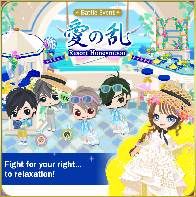 Voltage_SLBP's tweet photo. Now's the time to relax with your beloved on a honeymoon trip!✨
With three different looks available in this Battle Event, you're sure to be vacationing in style!

Remember to mix &amp; match lords &amp; ninja for a surprise!

#SLBP #VoltageInc #Resort #Honeymoon https://t.co/5PYV0vuLEF