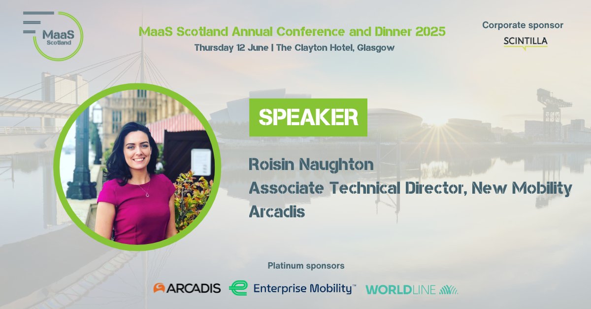 📢Speaker Announcement: Roisin Naughton at the MaaS Scotland Annual Conference!

Roisin Naughton, Associate Technical Director, New Mobility at Arcadis UK, will be speaking at the MaaS Scotland Annual Conference on Thursday, 12 June in Glasgow!

maas-scotland.com/maas-scotland-…