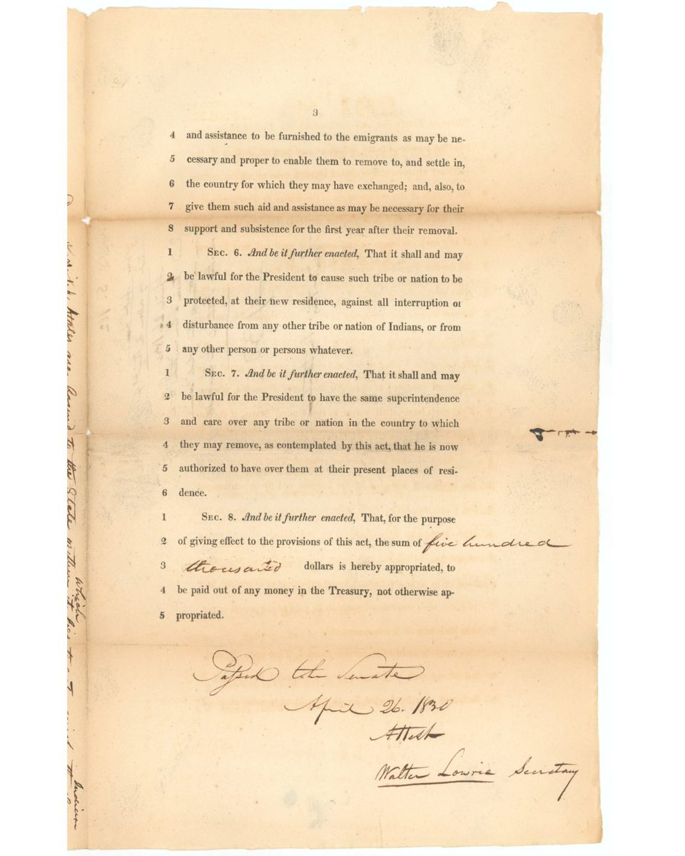 Reflecting on the Indian Removal Act signed by President Andrew Jackson in 1830, which led to the forced displacement of Indigenous peoples. We acknowledge these historical injustices &amp; their lasting impact on Native communities. 

📷: National Archives &amp; Records Administration