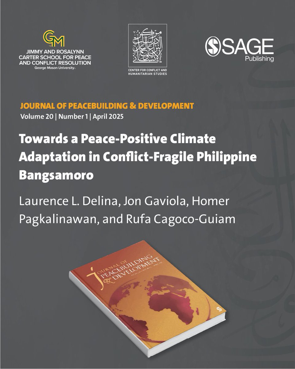 onlineCHS's tweet image. ✍ Journal for Peacebuilding & Development | Briefing
“Towards a Peace-Positive Climate Adaptation in Conflict-Fragile Philippine Bangsamoro” by Laurence L. Delina, Jon Gaviola, Homer Pagkalinawan, and Rufa Cagoco-Guiam
📕The paper advocates for a peace-positive approach to…