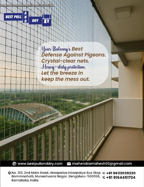 BestPullDry's tweet image. Enjoy the View Without the Mess

Best Pull and Dry offers clear, durable balcony nets that keep pigeons out while letting fresh air.
Long-lasting protection for your balcony.

Visit bestpullanddry.com | Call: +91 9632039220

#BestPullAndDry #CleanBalcony #SafeBalconyUpgrade