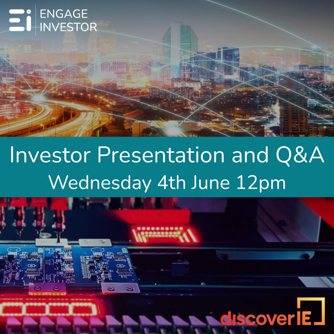 📢 1 week announcement 📢

Join the management team from discoverIE for an investor presentation with live Q&amp;A next week!

Register for your place now 👇👇👇

engageinvestor.news/DSCV_IP25