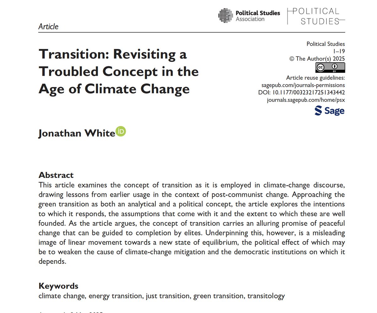 Green transition?  My new article in Political Studies on the pitfalls of a concept:
journals.sagepub.com/doi/10.1177/00…