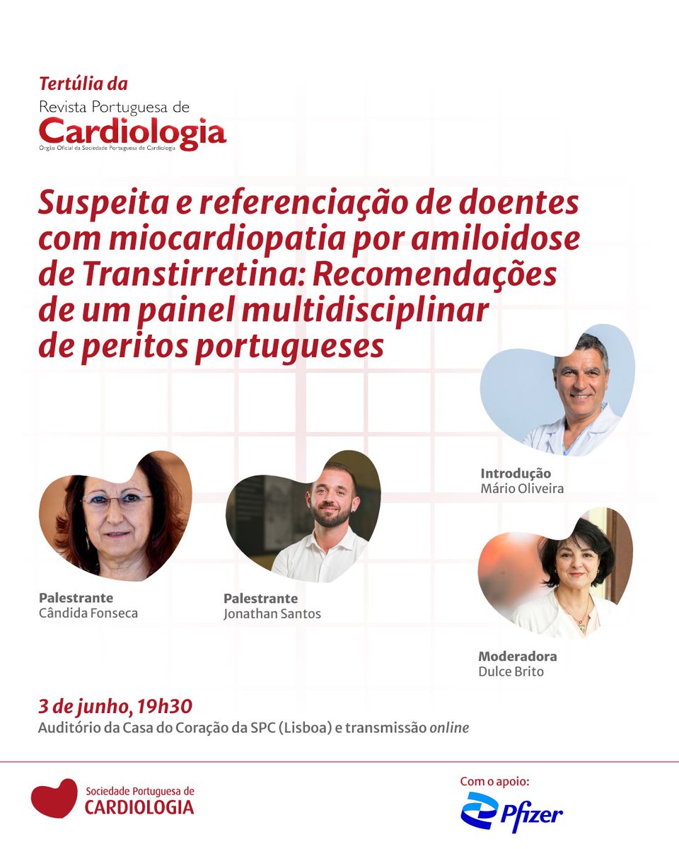 Não perca a próxima Tertúlia da Revista Portuguesa de Cardiologia! ​
Últimas vagas disponíveis!​
​
👉 Saiba mais e inscreva-se em spc.pt/evento/tertuli…