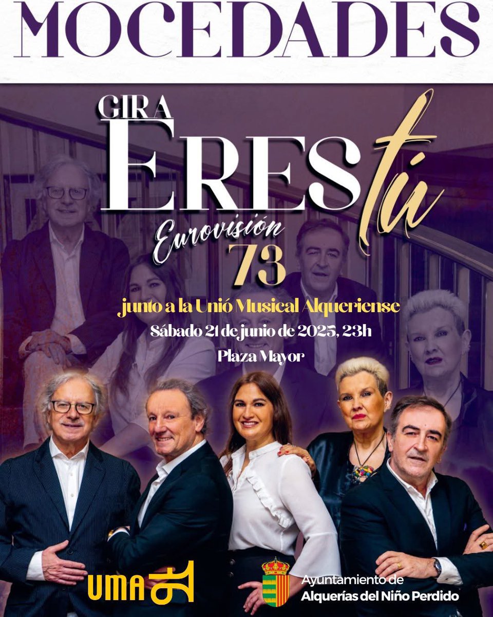 🎶✨𝐂𝐨𝐧𝐜𝐢𝐞𝐫𝐭𝐨 𝐝𝐞 𝐌𝐨𝐜𝐞𝐝𝐚𝐝𝐞𝐬 𝐠𝐢𝐫𝐚 '𝐄𝐫𝐞𝐬 𝐭𝐮́' 𝐄𝐮𝐫𝐨𝐯𝐢𝐬𝐢𝐨́𝐧 𝟕𝟑 𝐣𝐮𝐧𝐭𝐨 𝐚 𝐥𝐚 𝐔𝐧𝐢𝐨́ 𝐌𝐮𝐬𝐢𝐜𝐚𝐥 𝐀𝐥𝐪𝐮𝐞𝐫𝐢𝐞𝐧𝐬𝐞