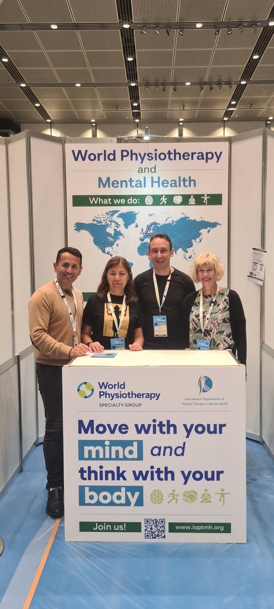 WorldPhysioMH's tweet image. We&apos;ve landed at #WorldPhysio2025 and we&apos;re ready to go! 🌍✨ 
All physios  📢 come visit our stand and deep into mental health with us 🧠💪
Let’s connect, learn, and grow together 🌐🤝
#MentalHealthMatters #MentalHealth #MoveQuality