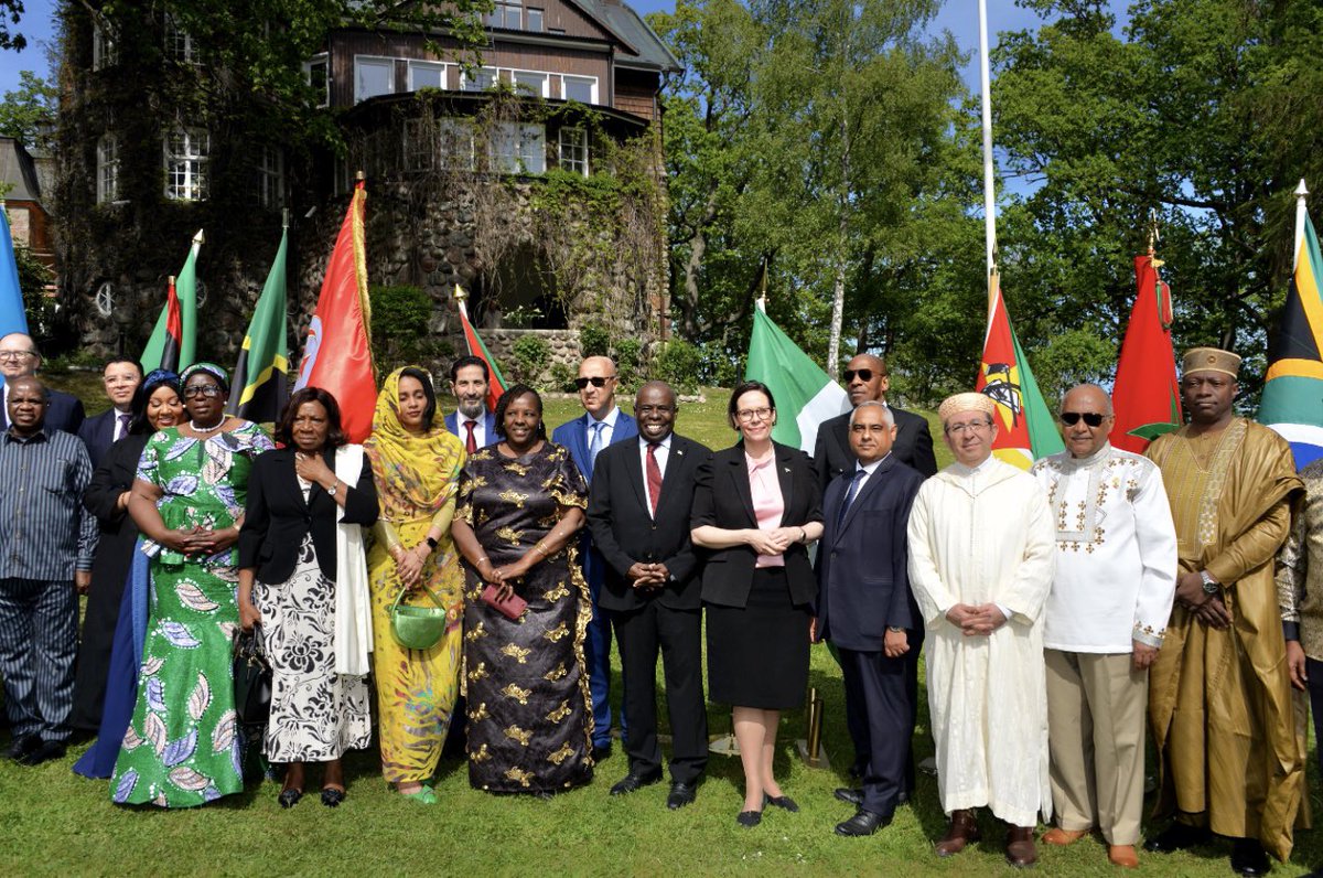 KMedrek's tweet photo. In the presence of Sweden’s #Foreign_Minister, @MariaStenergard, We, the African Heads of Mission to 🇸🇪, were delighted to commemorate #Africa_Day_2025 under the theme: “#Justice for #Africans & People of African Descent: Unlocking #Trade and #Investment for the Future.” #Morocco https://t.co/CTxZDdwGYD