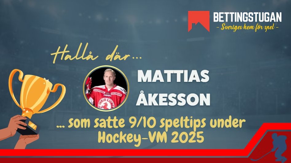 Bettingstugan's tweet image. INTERVJU. Tipstern som hade storform under Hockey-VM 2025: 
🗣️ @89akesson: "Nio av tio är jag nöjd med!"

Läs mer:
🔗 bettingstugan.se/intervjuer/ake…