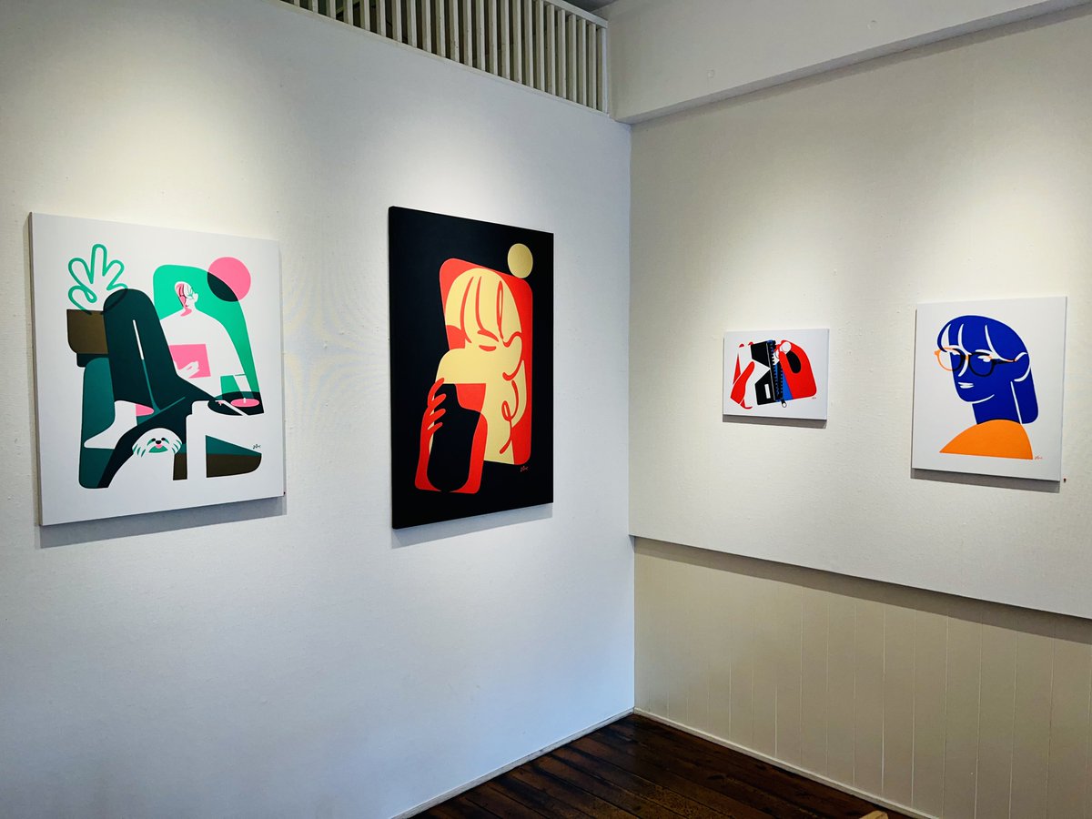 今、最も尊敬するイラストレーター
西山寛紀さんの個展に行きました。

全ての次元が違い過ぎて
一枚一枚のシルエットや色や
面の境目を眺めながら
変な汗が止まらない衝撃で、

「もっと良い絵を描けるようになりたい！」

と心の底からこれまで感じた事の無い
情熱が湧いてくるひと時になりました。