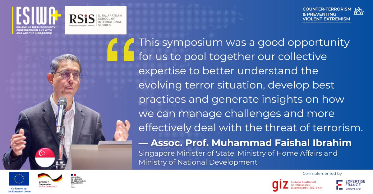 ESIWA_EU's tweet image. ๐ Assoc. Prof. Muhammad Faishal Ibrahim, Minister of State, @mhasingapore for addressing our EU-Southeast Asia symposium on youth radicalisation.
๐๏ธ @eu_eeas statement๐ eeas.europa.eu/delegations/siโฆ
#TeamEurope event by @ESIWA_EU, @RSIS_NTU + @EUinSingapore
#EUforeignpolicy