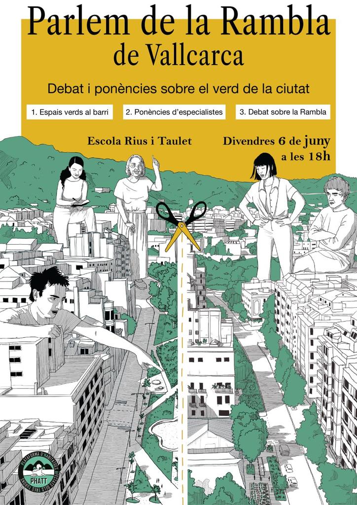 🌱Vallcarca en debat!

👉Divendres 6 a les 18 h a l’Escola Rius i Taulet: sessió oberta per qüestionar i repensar juntes el model de ciutat verda. Centrarem el debat en la Rambla Verda i el seu impacte al barri de Vallcarca.
📍 Escola Rius i Taulet ( Pl. Lesseps 19)
🗓️ 6/6 a 18h