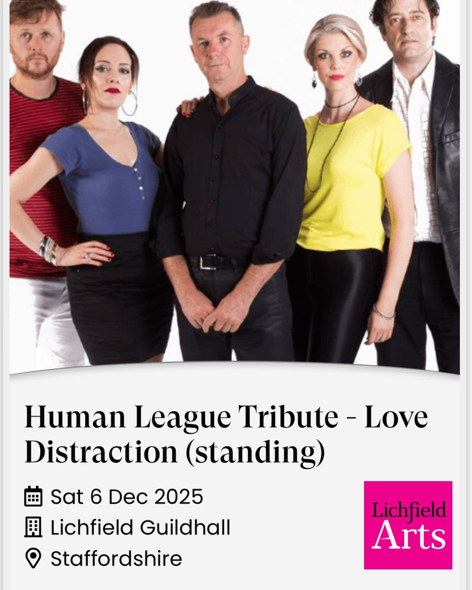 Tickets Now on Sale!

Get ready for an unforgettable night as Love distrACTION delivers the ultimate tribute to The Human League live on stage!lichfieldarts.org.uk/events

#LoveDistrACTION #TheHumanLeagueTribute #80sTribute #LiveMusic #LichfieldArts #TicketsOnSale