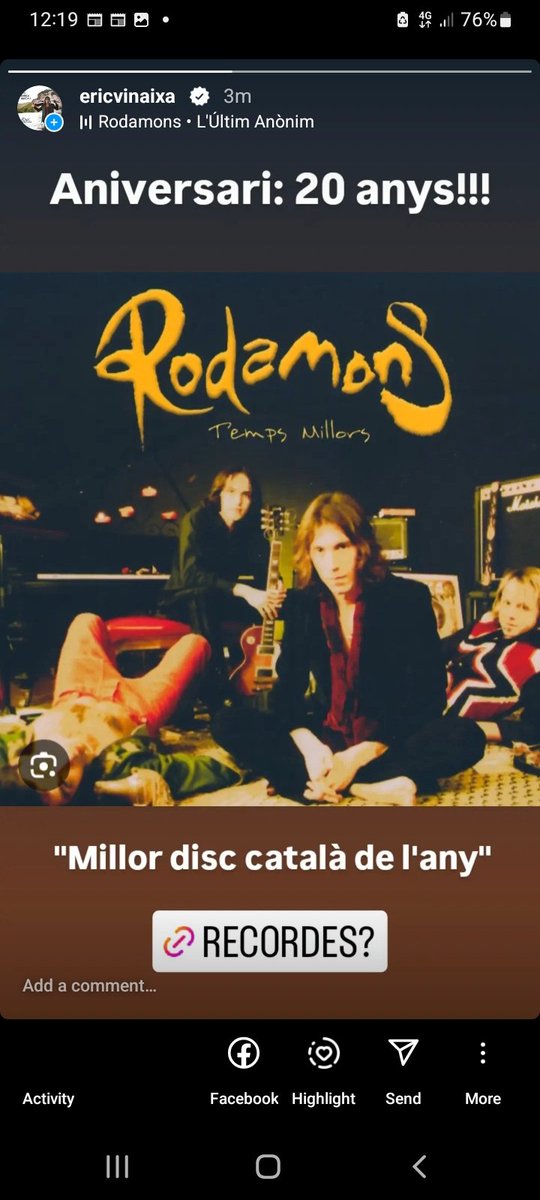 20 anys d'aquest disc!
#DiscCatalàDeLany2005
#TempsMillors
<a href="/radio4_rne/">radio4_rne</a> <a href="/Picap/">♫Discogràfica Picap♫</a> <a href="/BatallP/">Batall Produccions</a>