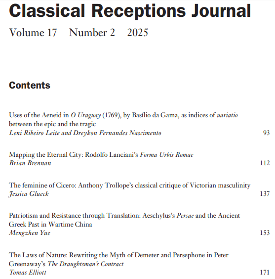 #TOC #CRJ Classical Receptions Journal - Volume 17, Issue 2, April 2025 academic.oup.com/crj/issue/17/2