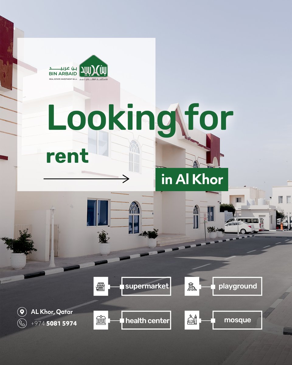 binarbaidre's tweet photo. Tired of endless searching for the perfect rental in #AlKhor? Your search ends here! We offer carefully selected properties in prime locations, close to supermarkets, playgrounds, health centers, and mosques, making everyday life more convenient.

Contact us now!
📞+974 50815974 https://t.co/yvLNNMV4hj