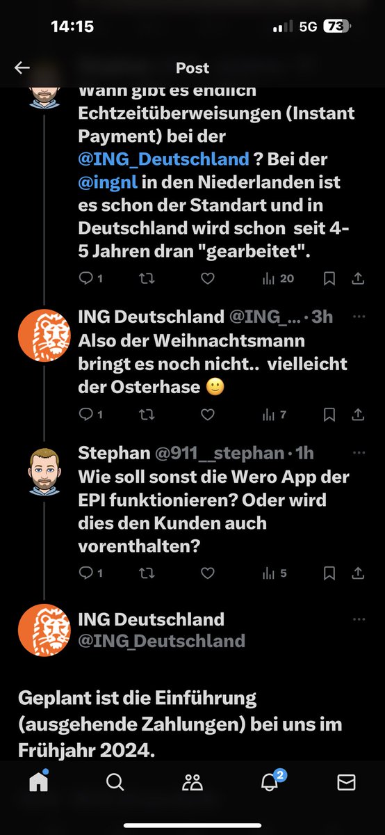 pepepegman's tweet photo. @ING_Deutschland @maxreger777 Diese hinhalterei wird jetzt schon 1,5 Jahre durchgezogen. Aber dafür wird man jetzt mit Überweisungslimits gemobt. Und das Future Modell lässt sich nicht buchen. Es kommen vorvertragliche Informationen und dann nichts mehr. https://t.co/EBrdg8QRnK