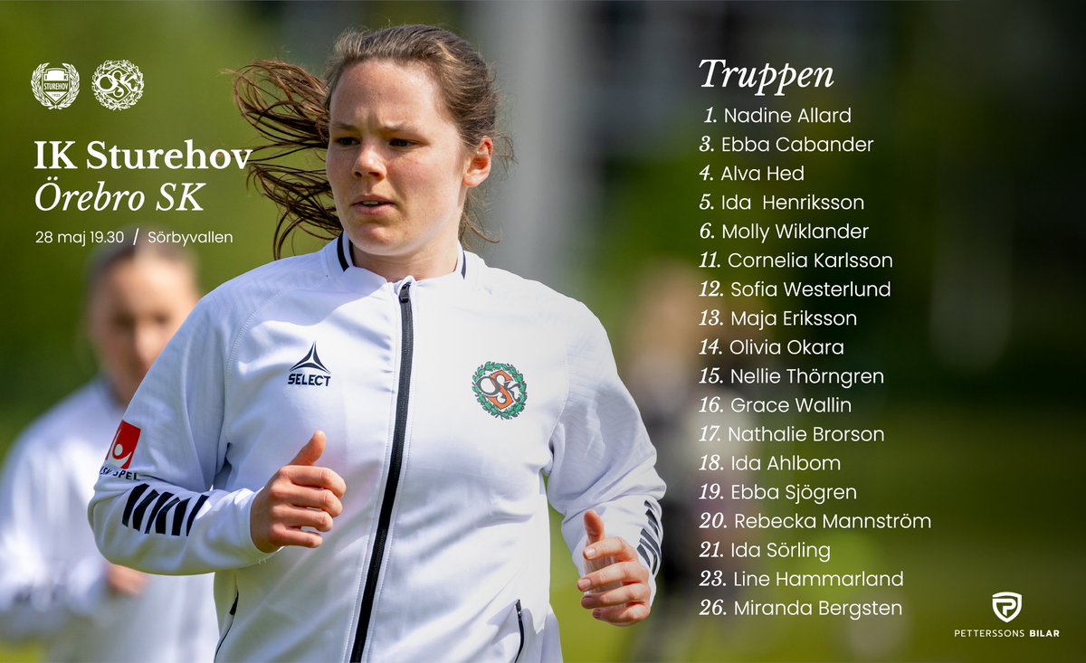 Matchdag!

👇 Här är truppen till kvällens cupmatch på Sörbyvallen.

#framåtörebro