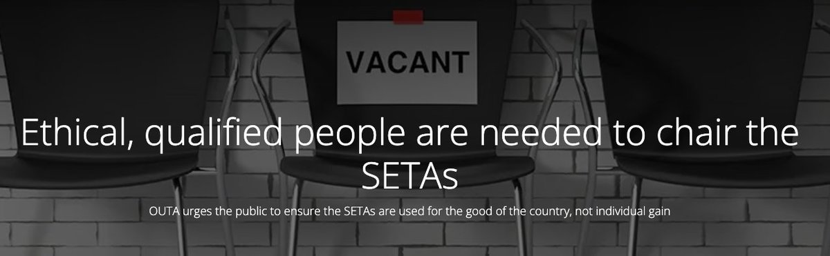 MUST READ: No qualifications? No ethics? No problem - if you're applying to a #SETA board....That’s the problem! #OUTA is calling for skilled, ethical leadership to fix this broken system. #CountryDuty outa.co.za/blog/newsroom-…