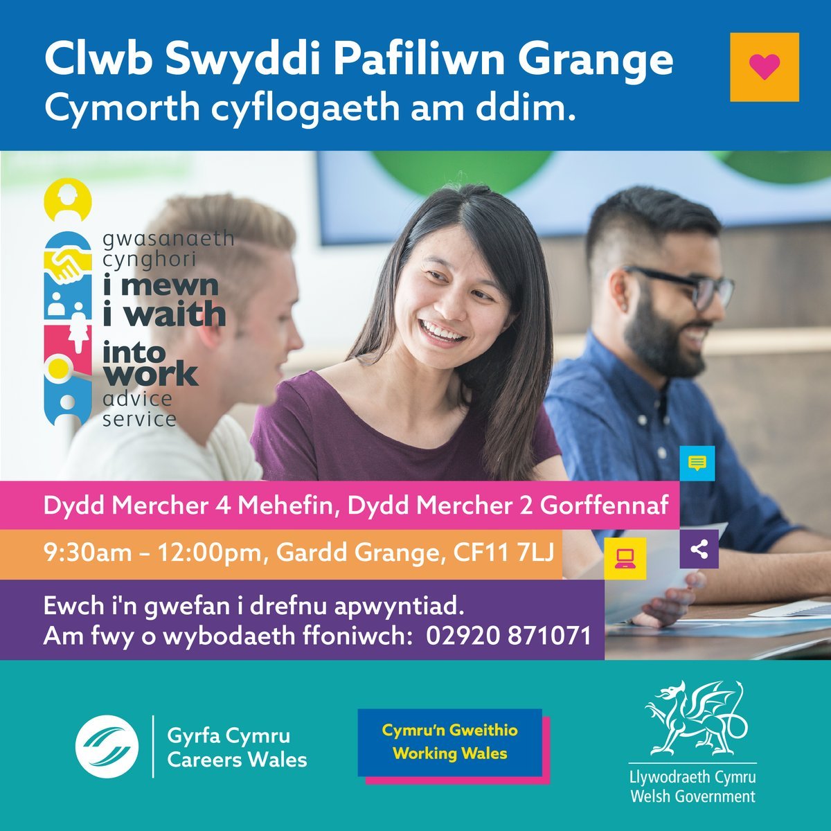 Ydych chi’n lleol i #Grangetown   
Rydyn yn gweithio gydag <a href="/IntoWorkCardiff/">Into Work Advice Service</a>
i gynnig apwyntiadau yng Nghlwb Swyddi Pafiliwn Grange: 
📆Dydd Mercher 4 Mehefin
⏰9.30-12pm
📍Gerddi’r Faenor, CF11 7LJ

Trefnwch eich apwyntiad ar ein gwefan👇🏿bit.ly/4jt5krr

#Addysgynycartref