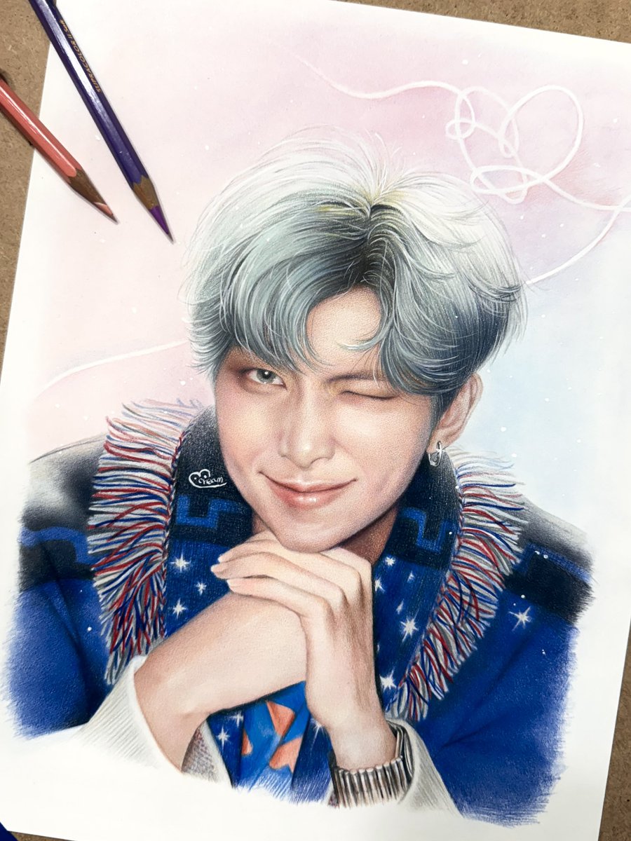 AfterHappy2025's tweet photo. Colored pencil on paper 
#Happy_Ever_After_exhibition
#방탄소년단_팬아트전시회 https://t.co/WZy5W4ha6t