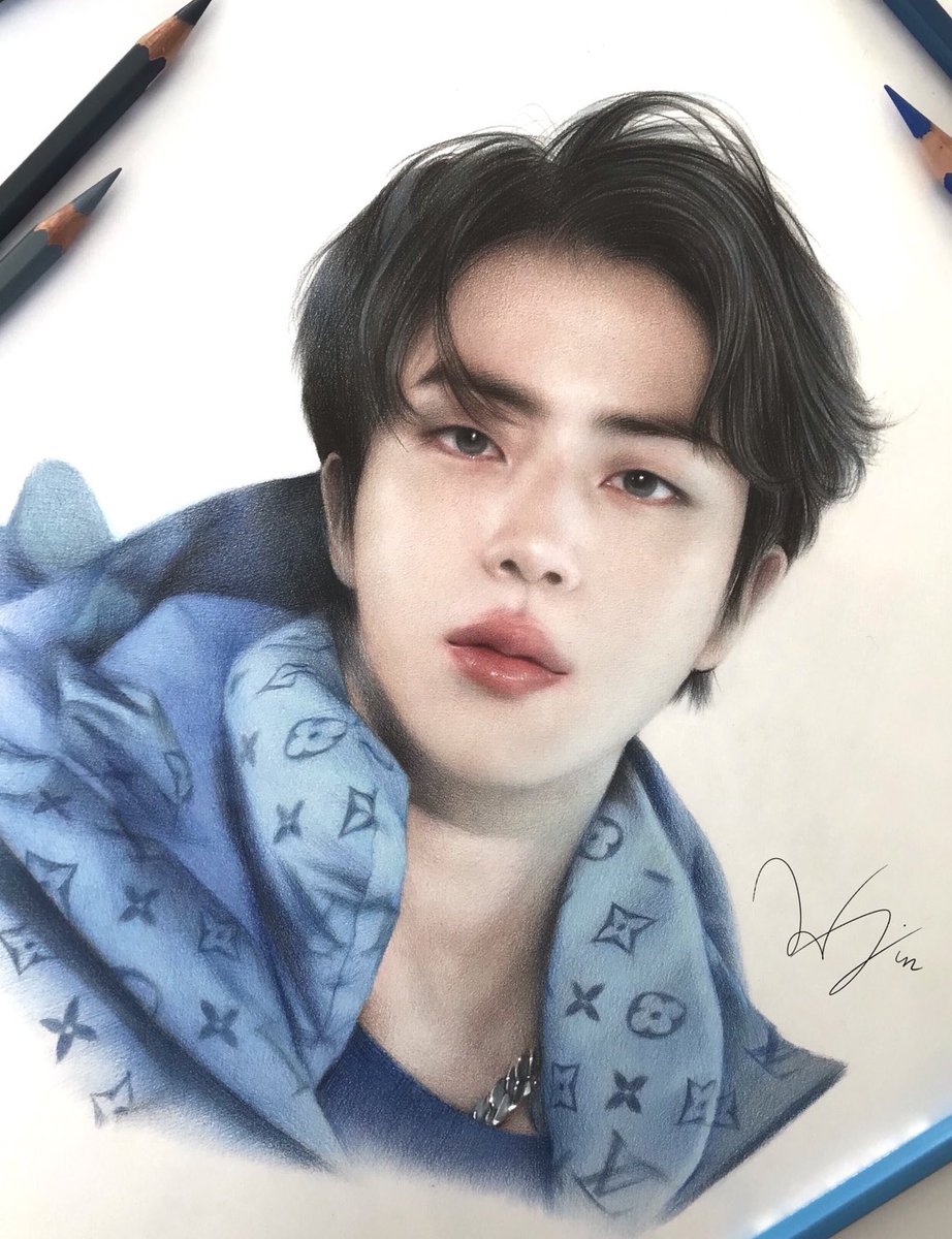 AfterHappy2025's tweet photo. Colored pencil on paper 
#Happy_Ever_After_exhibition
#방탄소년단_팬아트전시회 https://t.co/WZy5W4ha6t