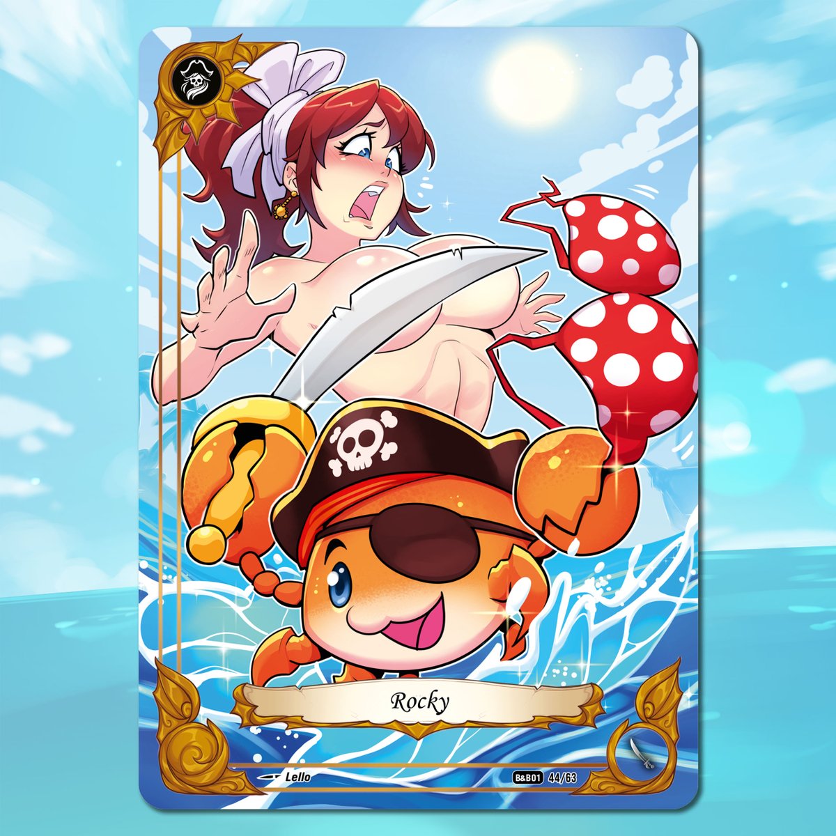BootynBeauties's tweet image. Finally, Rocky the mascot has his own card! The little crab, enlisted in the crew of the Golden Galleon Goddesses, hits the road through the Outworld, amassing treasures that he jealously guards like a true pirate!
Illustration: Lello
#waifu #waifumaterial #kickstartertcg
