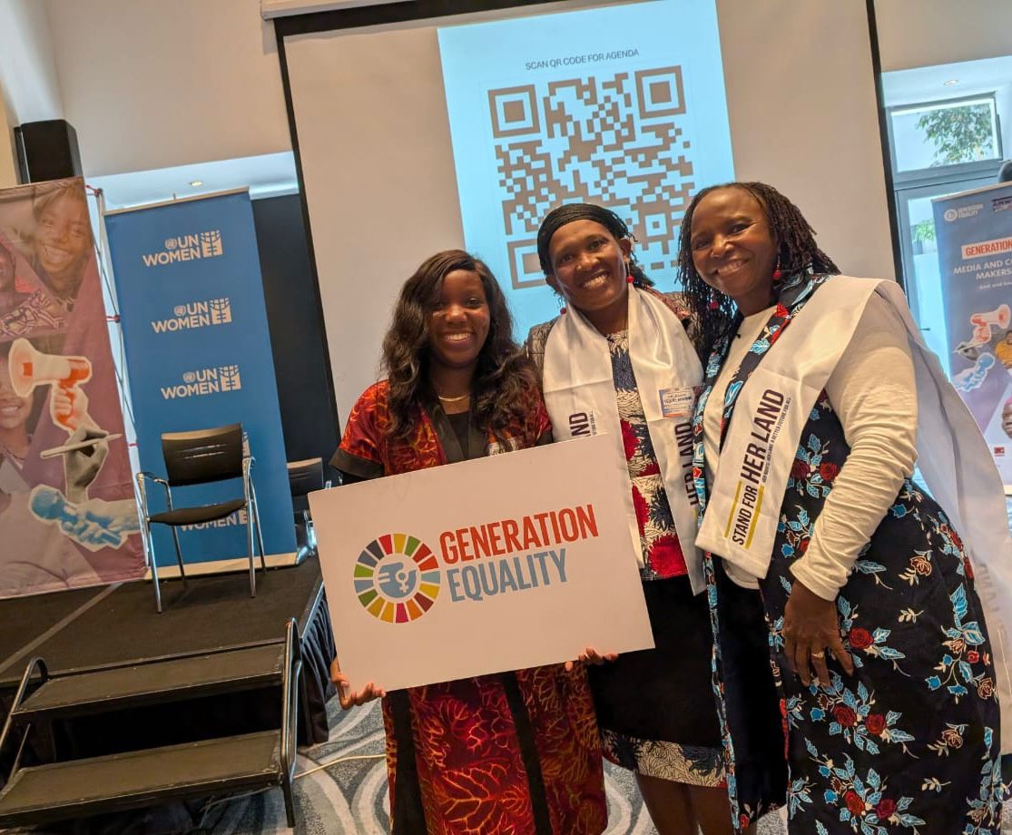 GROOTSKenya's tweet photo. Day ✌️ at the #GenerationEquality Media Festival and the energy is ELECTRIC️! The Feminist Action Coalition for Climate Justice are in the room—driving bold commitments and unapologetic action!  #ClimateJustice 
@Stand4HerLand 
@unwomenafrica 
@unwomenkenya 
@AMWIK https://t.co/8D49JIIS5m
