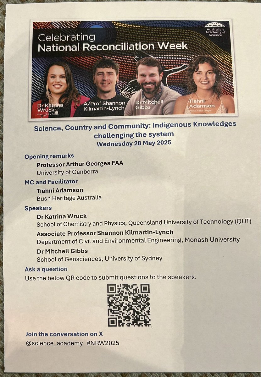 Bradley Moggridge (PhD) (@bradmoggo) on Twitter photo Deadly session at the <a href="/Science_Academy/">Australian Academy of Science</a> for Reconciliation Week 2025 3amazing scientists all different on their knowledge and career. MC’d by <a href="/tiahnijade/">Tiahni Jade Adamson</a>
<a href="/KatrinaWruck/">Katrina Wruck</a> Mitchell Gibbs and Shannon Kilmartin-Lynch Deadly session at the <a href="/Science_Academy/">Australian Academy of Science</a> for Reconciliation Week 2025 3amazing scientists all different on their knowledge and career. MC’d by <a href="/tiahnijade/">Tiahni Jade Adamson</a>
<a href="/KatrinaWruck/">Katrina Wruck</a> Mitchell Gibbs and Shannon Kilmartin-Lynch