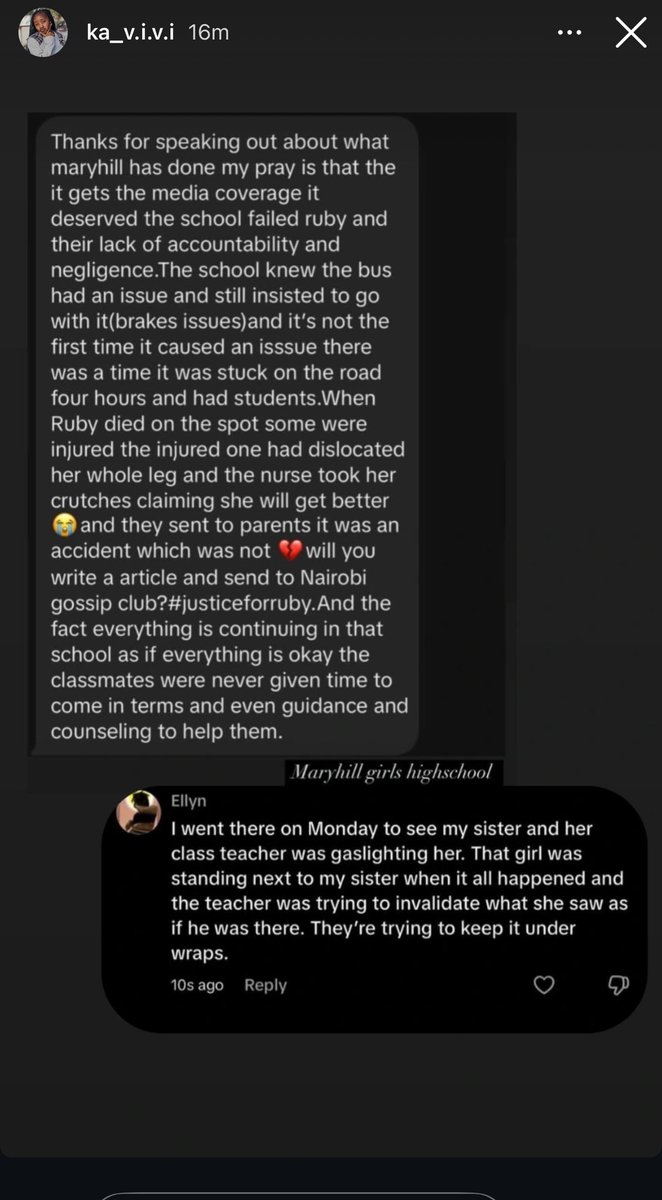 Kibet_bull's tweet photo. We should call out MaryHill Girls high-school. A student lost her life due to negligence by administration. https://t.co/o1zUdFJofn