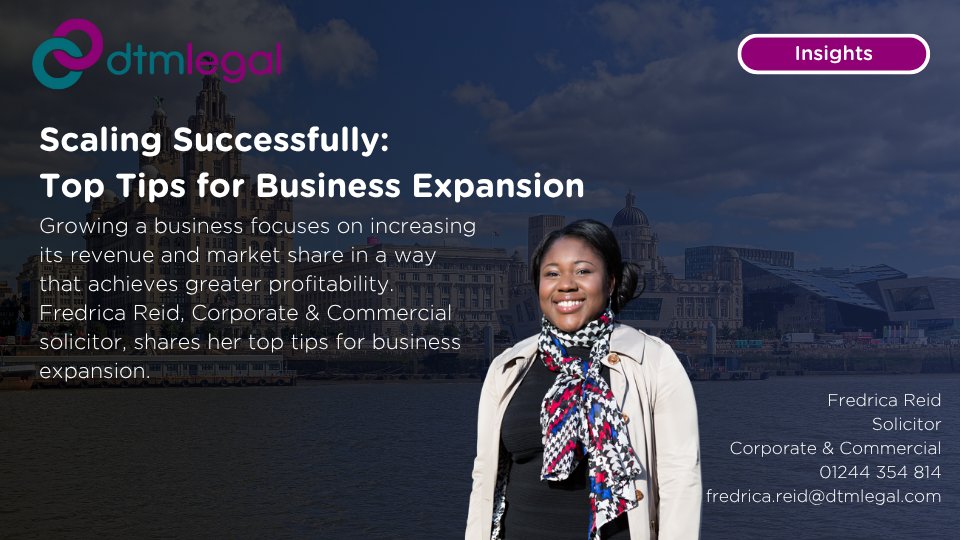 Ready to Scale Your Business?

Expansion is exciting but can be challenging without the right approach. Our latest article shares top tips to navigate your growth journey, helping you scale successfully and sustainably.

dtmlegal.com/legalupdates/s…