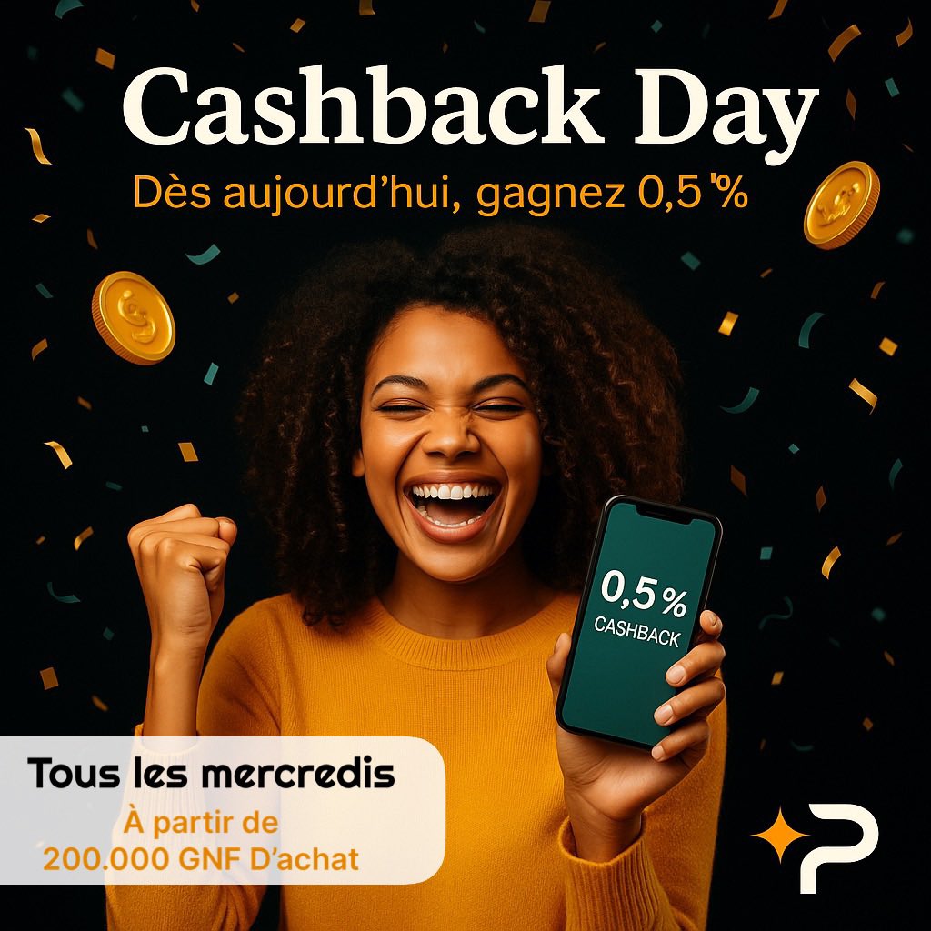 LengoPay's tweet photo. 🔥🇬🇳 Dans nos rues, chaque franc parle !
Désormais, dès que tu règles 200 000 GNF ou + avec #LengoPay, le système te renvoie 0,5 % cash, direct dans ton wallet.
Paie, souris, reçois : le cash revient comme le djembé répond au tambour. 💸✨ #CashbackDay #GnStrong https://t.co/f0EY5KoDaA