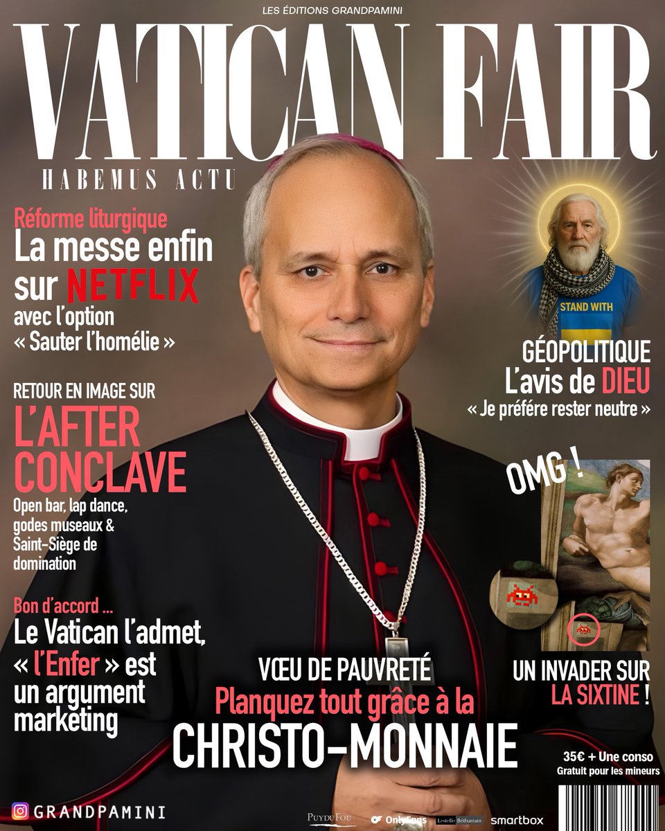 Un Mercredi sur deux, Les Éditions Grandpamini vous proposent une publication passionnante. Cette semaine découvrez « VATICAN FAIR » pour un maximum de gossips pontificaux // Spécial bisous 💋 à la redac’ #grandpaminiedition #vaticanfair CECI EST UNE PARODIE