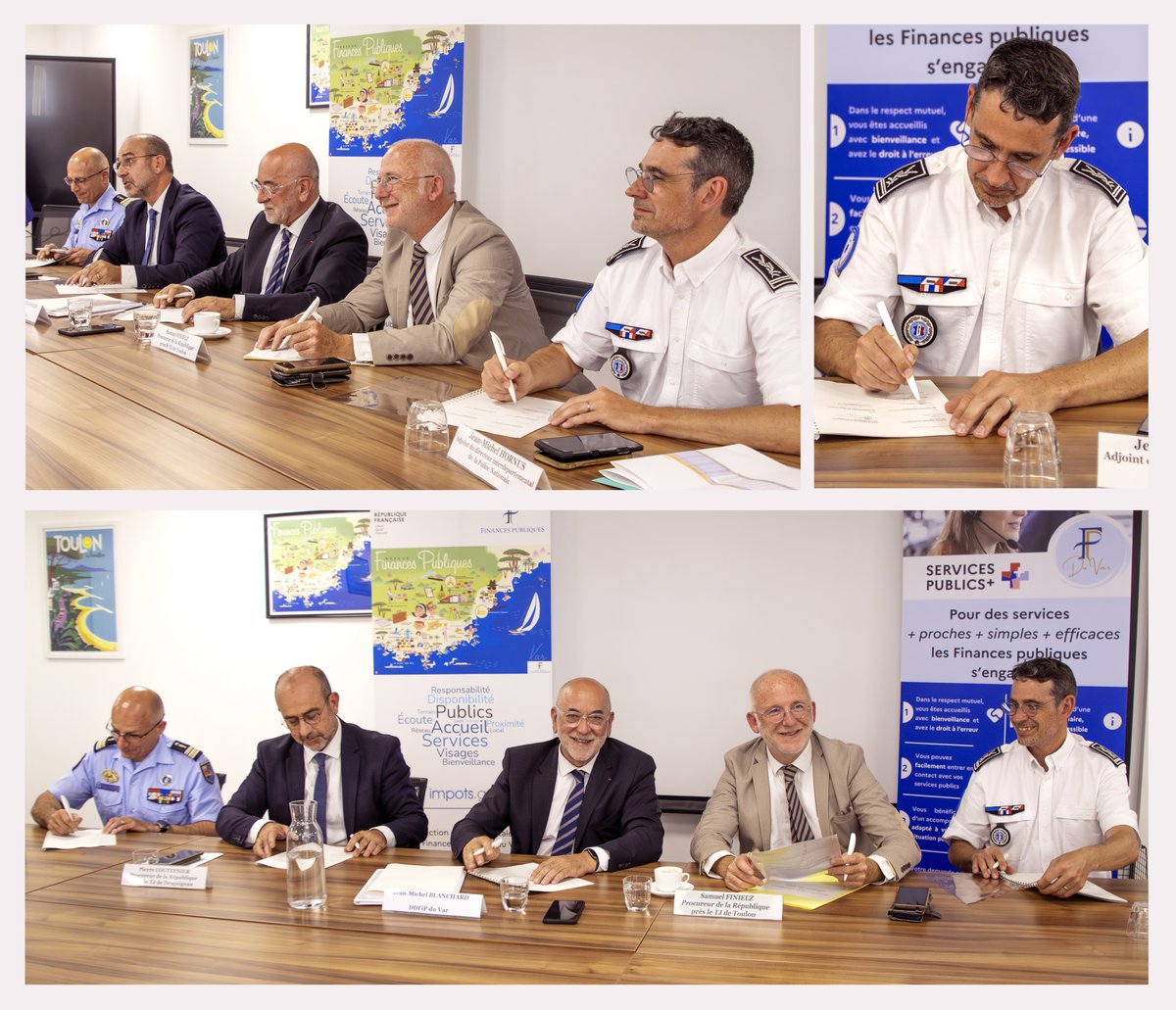 Hier, signature 🖊️ d'une convention de #partenariat entre la DDFIP, le parquet , la #Police et la #Gendarmerie du #Var
✅Saisie des sommes 💵 et biens meublés corporels ⌚️📿🚗pour recouvrer les créances des individus en garde à vue ou placés en rétention judiciaire