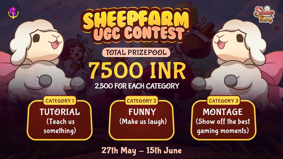 Captain Side (@captainside1) on Twitter photo UGC Contest Alert! ๐ฎ
Hey everyone it's time to show off your skills in our 3-Category Video Contest of <a href="/SheepFarmMeta/">Sheepfarm in Meta-land</a> running from May 27th to June 15th!
(Heads up: the game closes on June 12th, so plan your content accordingly!)
๐ฅ Categories (Submit to one or all three!): UGC Contest Alert! ๐ฎ
Hey everyone it's time to show off your skills in our 3-Category Video Contest of <a href="/SheepFarmMeta/">Sheepfarm in Meta-land</a> running from May 27th to June 15th!
(Heads up: the game closes on June 12th, so plan your content accordingly!)
๐ฅ Categories (Submit to one or all three!):