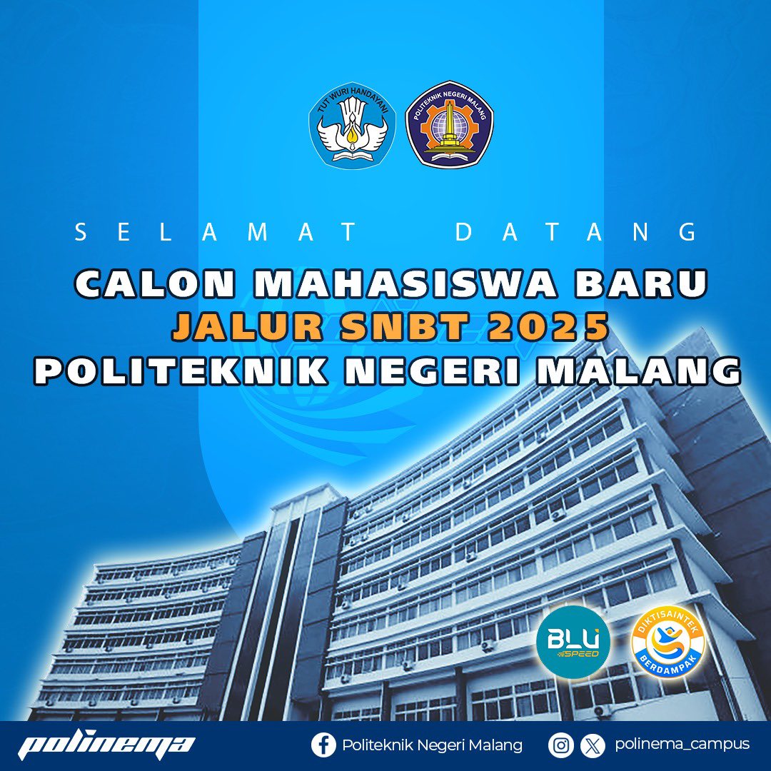Congrats‼️ 
Selamat bagi kalian yang dinyatakan lolos SNBT 2025 jangan lupa untuk melakukan daftar ulang yaa 😊🙏🏽

Bagi yang belum beruntung jangan patah semangat, POLINEMA masih membuka Jalur Mandiri Konsorsium 😊 segera daftarkan dirimu melalui laman spmb.polinema.ac.id