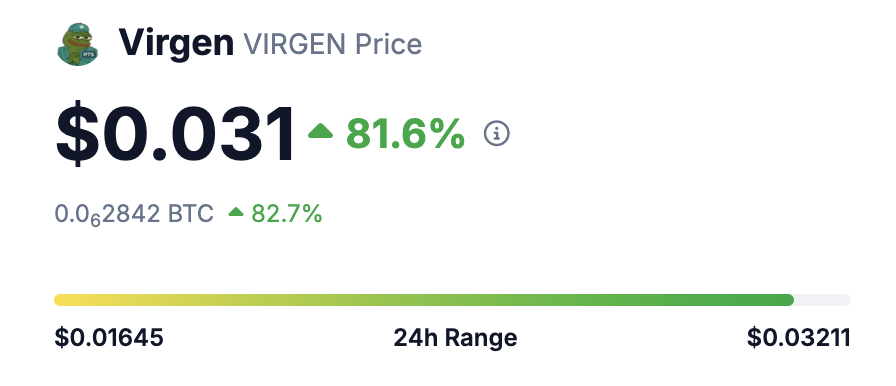 NEW ATH For $VIRGEN, Community shaping the project and truly adopting virgen each day.