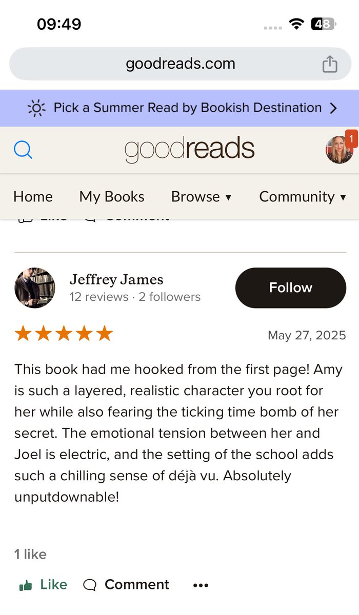 Another amazing review for CHALK HEARTS on Goodreads and watch this space because I have new book news coming very soon! 
#contemporaryfiction #romanticbooks #bookreviews #chalkhearts #holidayreading