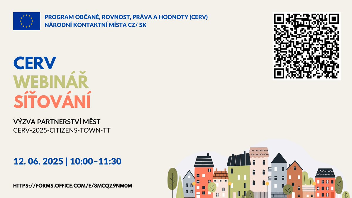 Zveme vás na česko-slovenský webinář k výzvě Partnerství měst! 🤝

🗓 12. 2., 10:00–12:00 
💻Online (MS Teams) 
⌛️ Registrace do 9. 6. 

✅Prezentace výzev, příklady dobré praxe
✅Hledání partnerů 
Registrace 👉forms.office.com/e/8mcqz9Nm0M