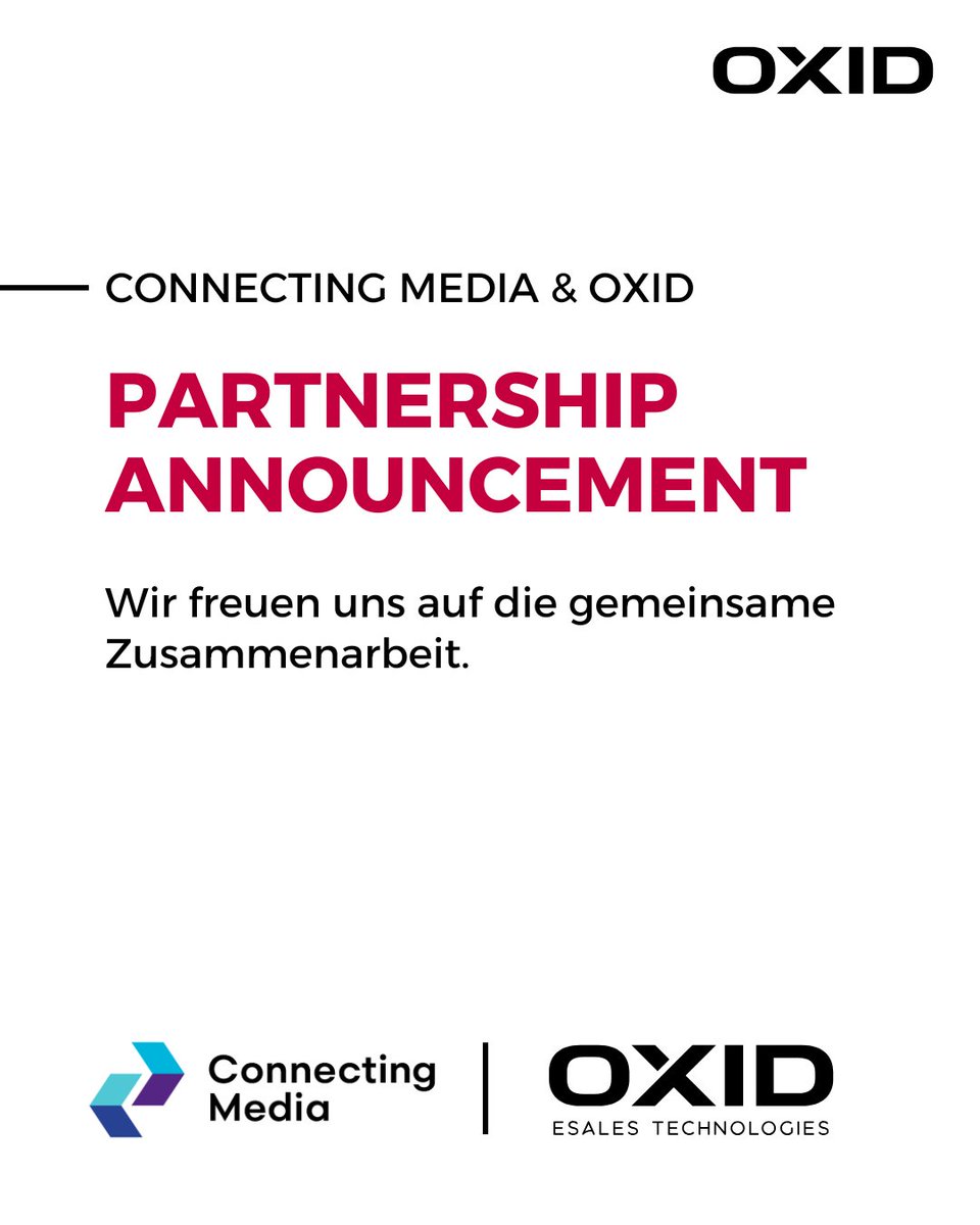 🤝 🚀 Neue Partnerschaft mit Connecting Media GmbH!

🔗 Mehr über Connecting Media:
hubs.ly/Q03pcwtD0

#OXIDPartner #ConnectingMedia #ECommerce #ITSecurity #Partnership