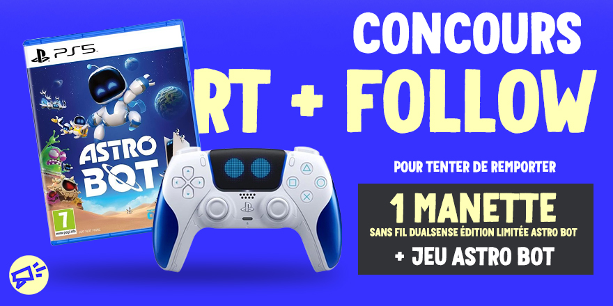 Cdiscount Gaming (@cdiscountgaming) on Twitter photo 🎁 #Concours
Les DAYS OF PLAY : du 28 Mai au 11 Juin
C'est maintenant sur Cdiscount ! 📣
1 Manette édition spéciale Astro Bot et le jeu Astro Bot* sur PS5 (* Code de téléchargement)
Pour tenter ta chance :
✔️ RT + FOLLOW <a href="/CdiscountGaming/">Cdiscount Gaming</a>
🍀 TAS le 04/06 🎁 #Concours
Les DAYS OF PLAY : du 28 Mai au 11 Juin
C'est maintenant sur Cdiscount ! 📣
1 Manette édition spéciale Astro Bot et le jeu Astro Bot* sur PS5 (* Code de téléchargement)
Pour tenter ta chance :
✔️ RT + FOLLOW <a href="/CdiscountGaming/">Cdiscount Gaming</a>
🍀 TAS le 04/06