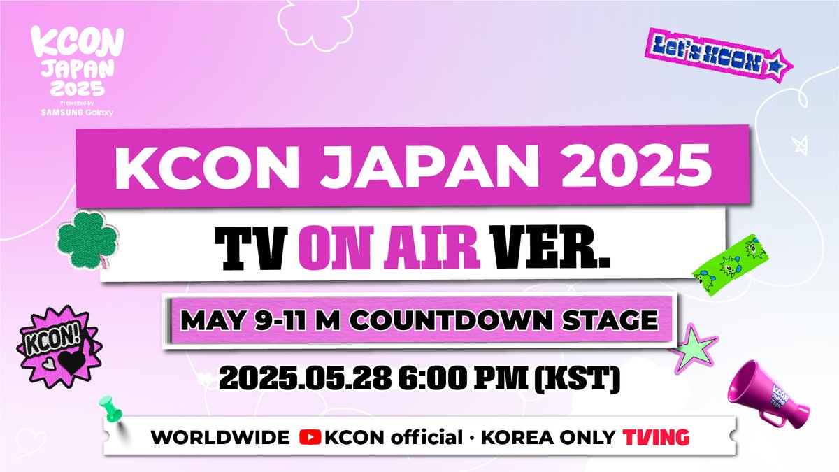 [#KCONJAPAN2025] 🔴[STREAMING] TV ON AIR ver. 

𝐍𝐎𝐖 𝐒𝐭𝐫𝐞𝐚𝐦𝐢𝐧𝐠 at YouTube KCON official
👉 bit.ly/4k7thFO 

Ways to enjoy KCON even more?!
👉 youtube.com/KCON/join 

-
KCON JAPAN 2025
MAY 9-11
Makuhari Messe

Let's #KCON