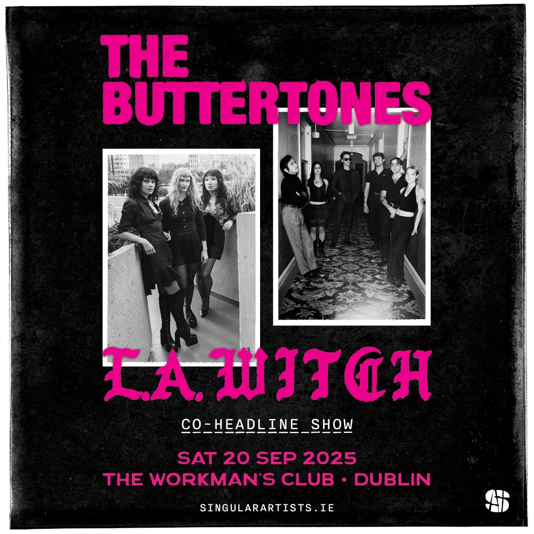 Ticketmaster Ireland (@ticketmasterire) on Twitter photo 🎸Cult rock band The Buttertones (<a href="/Btonesband/">The Buttertones</a>) and garage rock trio <a href="/LA_WITCH/">L.A. WITCH</a> have announced a co-headline show at <a href="/WorkmansDublin/">The Workmans Club</a> on Saturday 20 September 2025.
🎟️Tickets on sale Friday at 10am bit.ly/43Ii0VI 🎸Cult rock band The Buttertones (<a href="/Btonesband/">The Buttertones</a>) and garage rock trio <a href="/LA_WITCH/">L.A. WITCH</a> have announced a co-headline show at <a href="/WorkmansDublin/">The Workmans Club</a> on Saturday 20 September 2025.
🎟️Tickets on sale Friday at 10am bit.ly/43Ii0VI
