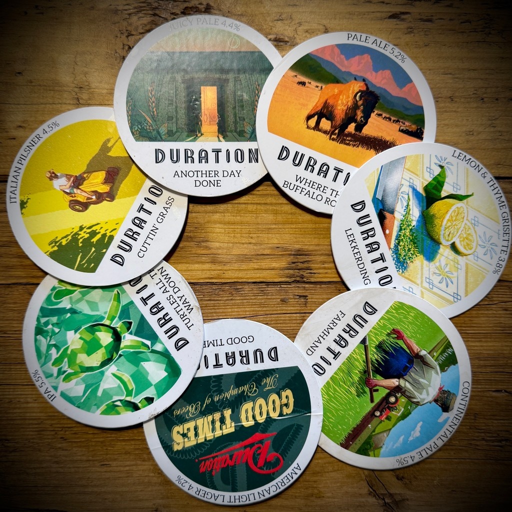 Duration Brewing | Norfolk, UK (@durationbeer) on Twitter photo FLIGHT TASTIC //
The team picked the weekend beer on with <a href="/TheTapasShack/">The Tapas Shack</a>
🐢 Turtles IPA IPA
🚜 Cuttin Grass Pilsner
🌅 Another Day Done Pale
🦬 Where The Buffalo Roam Pale
🍋 Lekkerding 3.8% Grisette
👩🏼🌾 Farmhand 4.5% Continental Pale
🤠 Good Times 4.2% Lager
Sat 12-8+Sun 12-6 FLIGHT TASTIC //
The team picked the weekend beer on with <a href="/TheTapasShack/">The Tapas Shack</a>
🐢 Turtles IPA IPA
🚜 Cuttin Grass Pilsner
🌅 Another Day Done Pale
🦬 Where The Buffalo Roam Pale
🍋 Lekkerding 3.8% Grisette
👩🏼🌾 Farmhand 4.5% Continental Pale
🤠 Good Times 4.2% Lager
Sat 12-8+Sun 12-6