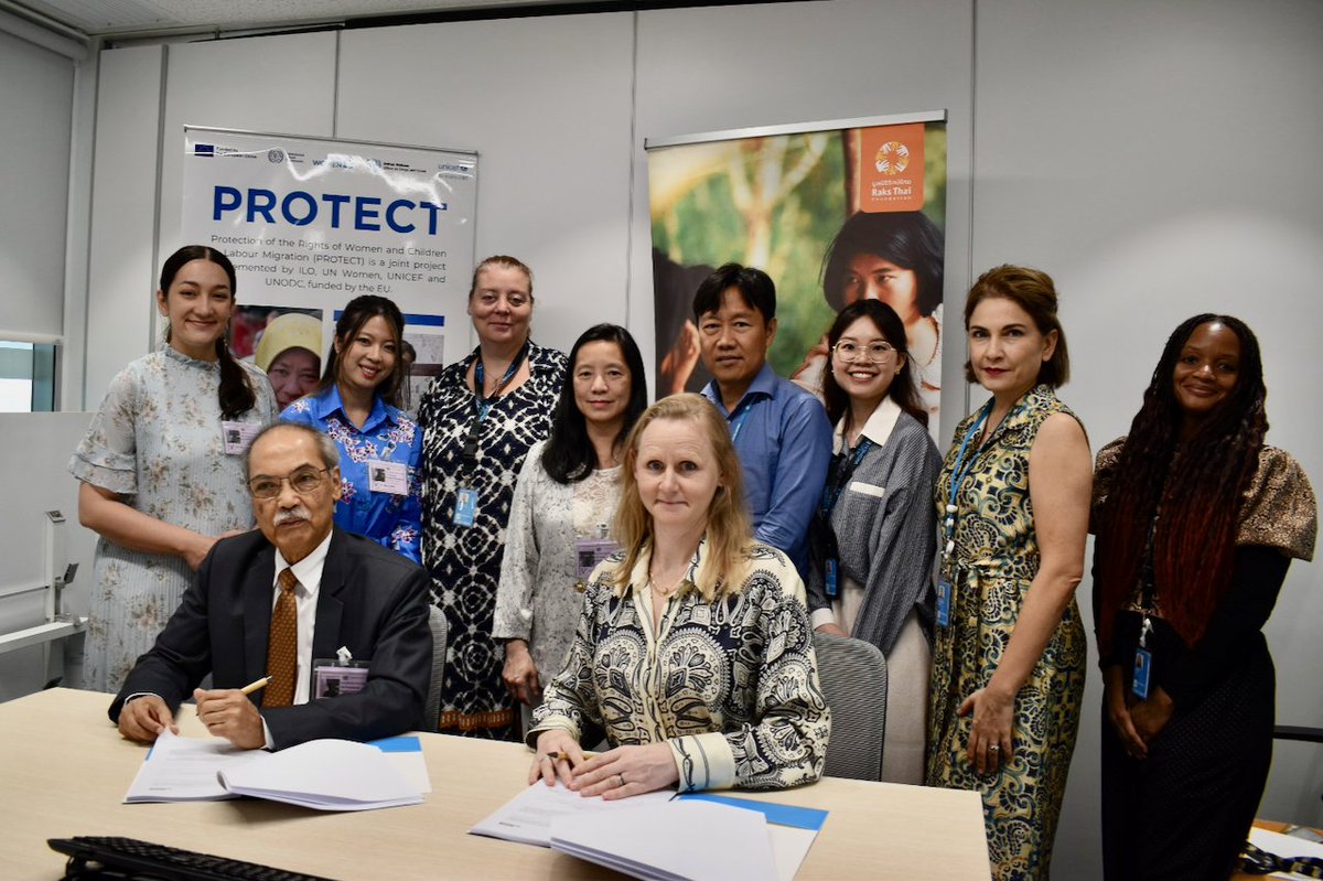 UN Women AsiaPacific (@unwomenasia) on Twitter photo This week, we welcomed <a href="/raksthai/">Raksthai Foundation</a> to our office to launch a new partnership under the EU-funded PROTECT project.
With support from <a href="/EUinThailand/">EUinThailand</a>, we’ll work together to advance the rights and protection of women migrant workers in Thailand and beyond.
➡️ unwo.men/7z1550VZLP1 This week, we welcomed <a href="/raksthai/">Raksthai Foundation</a> to our office to launch a new partnership under the EU-funded PROTECT project.
With support from <a href="/EUinThailand/">EUinThailand</a>, we’ll work together to advance the rights and protection of women migrant workers in Thailand and beyond.
➡️ unwo.men/7z1550VZLP1